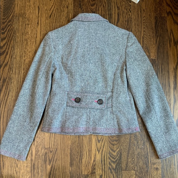 Gap Gray Tweed Blazer with Pink Lining - Size 4 - Picture 3 of 4